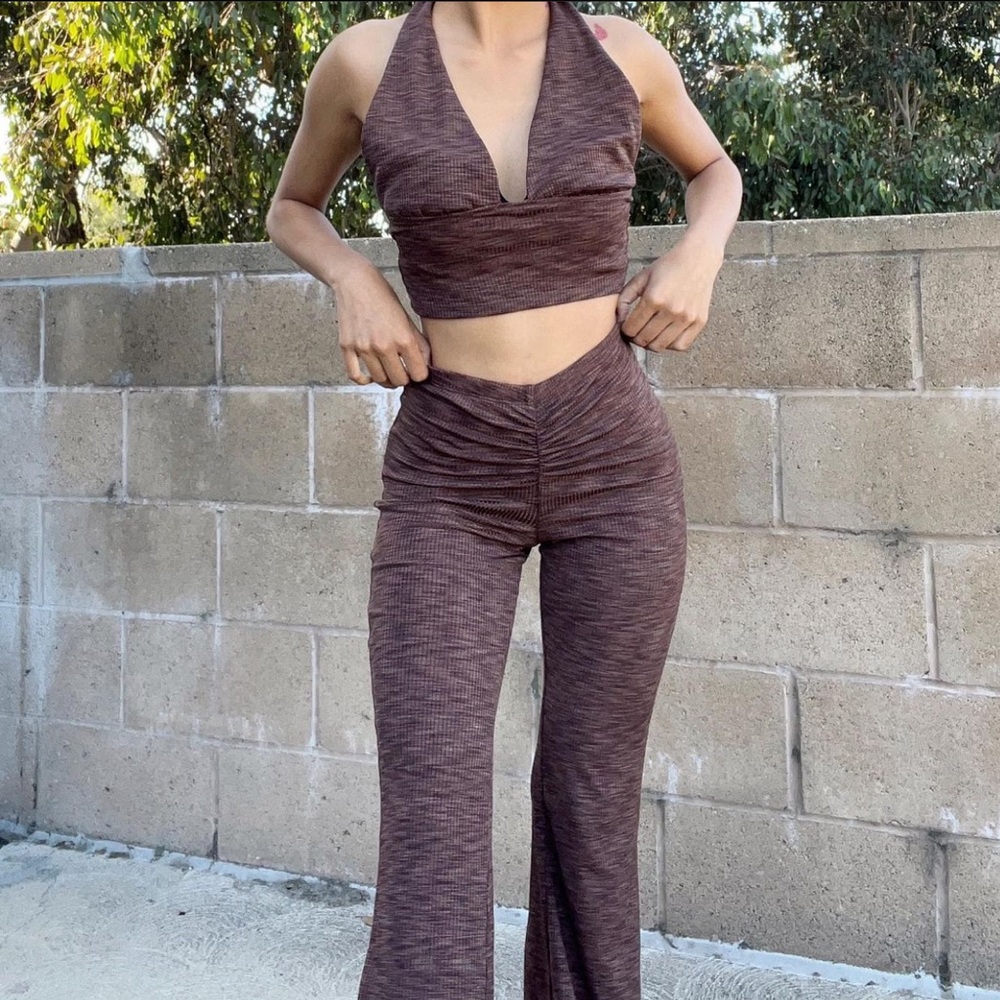 Two Piece Set Halter Top and Bell Bottom
